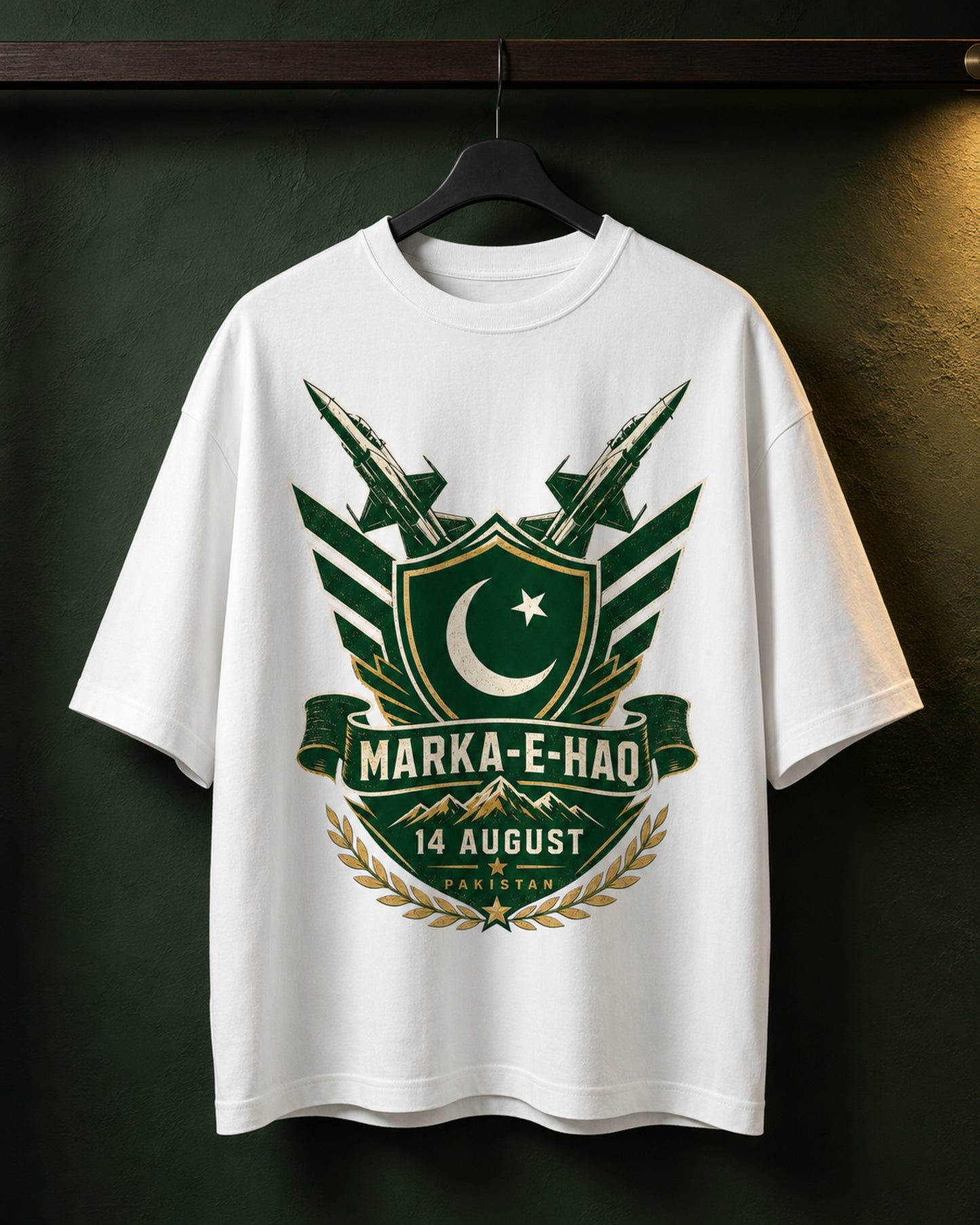 Marka-E-Haq "14 August" Crest Graphic T-Shirt | Independence Edition